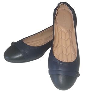 Coach Brandi Navy and Black Leather Slip On Ballet Flats Size 8.5